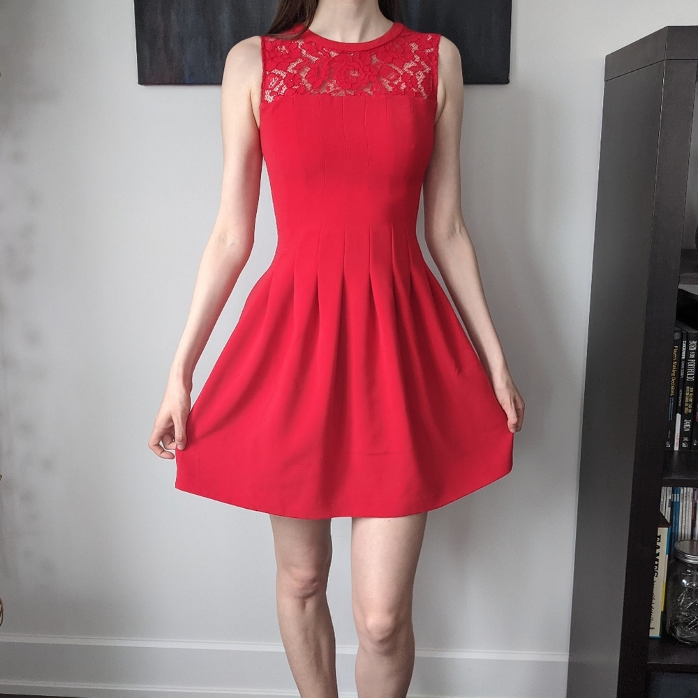 Lacy Fitted Red Dress H&M